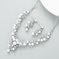 retro flowers leaf inlaid pearl rhinestone earrings necklace setpicture14