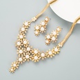 fashion multilayer alloy pearl flower earrings necklace setpicture13