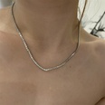 simple inlaid with color zircon thin chain necklacepicture17