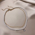 simple freshwater pearl zircon pendant double necklacepicture10