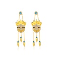 personality mysterious Indian tassel imitation sapphire mask earringspicture13