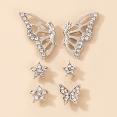 simple  diamond-studded butterfly flower star earrings set
