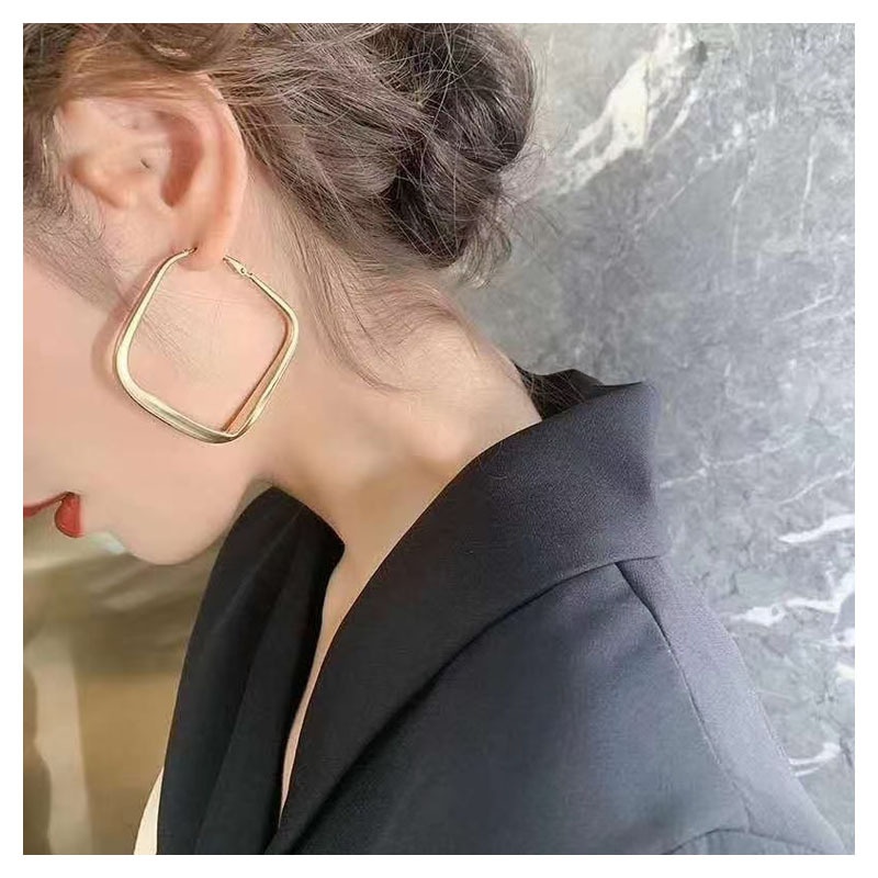fashion alloy geometric square hollow earrings