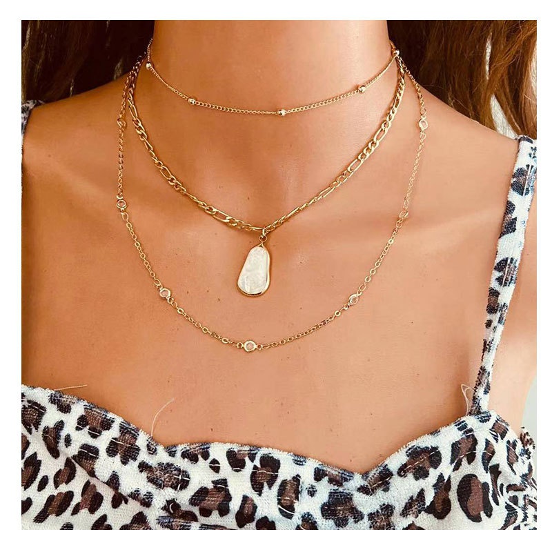 retro shell clavicle chain multilayer necklace