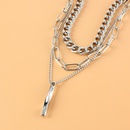 Hip Hop Style Silver Cuban Chain Alloy Pendant Multilayer Necklacepicture10