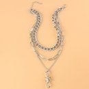 Hip Hop Style Silver Cuban Chain Alloy Pendant Multilayer Necklacepicture11