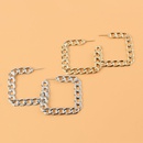retro alloy square chain earringspicture12