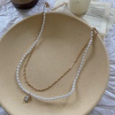 simple freshwater pearl zircon pendant double necklacepicture6