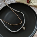 simple freshwater pearl zircon pendant double necklacepicture8