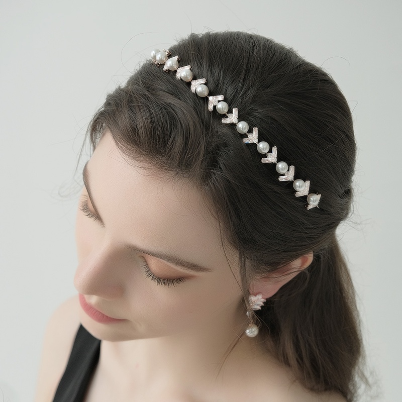 simple zircon pearl headband wholesale