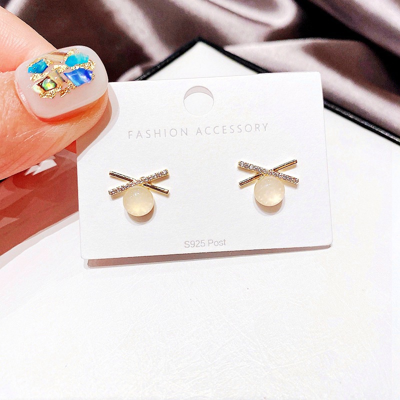 Fashion semiprecious stones cross earrings