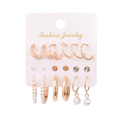 fashion inlaid pearl rhinestone earrings set