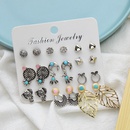 fashion retro hollow geometric leaf 12 pairs alloy earringspicture8