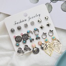 fashion retro hollow geometric leaf 12 pairs alloy earringspicture9