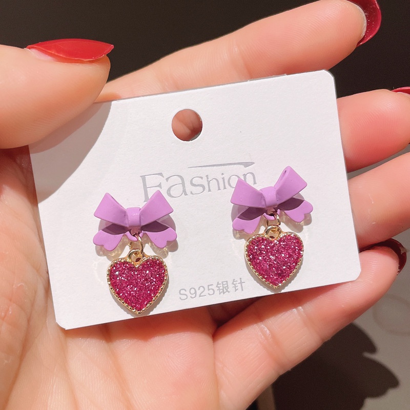 cute sweet bow heartshaped earrings
