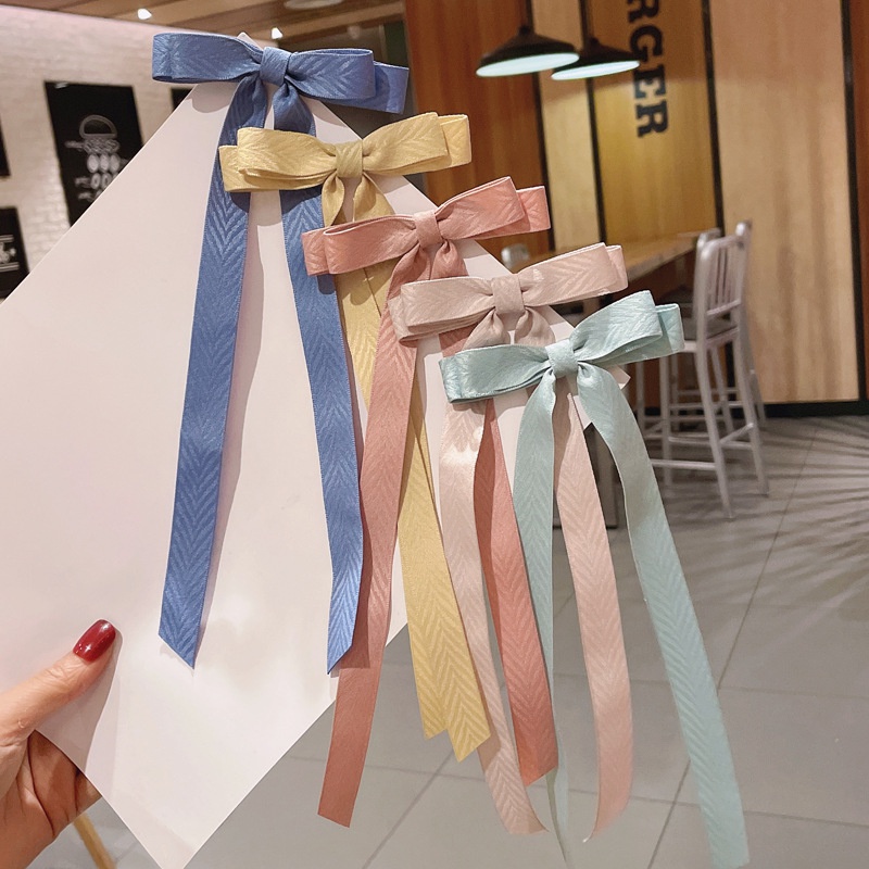 Korean color doublelayer ribbon bow hairpin