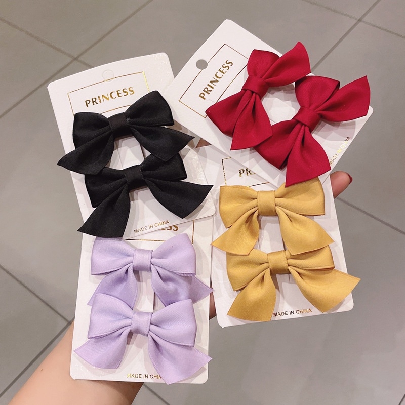 Korean solid color bow headdress clip