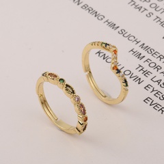fashion copper micro-inlaid color zircon geometric opening ring