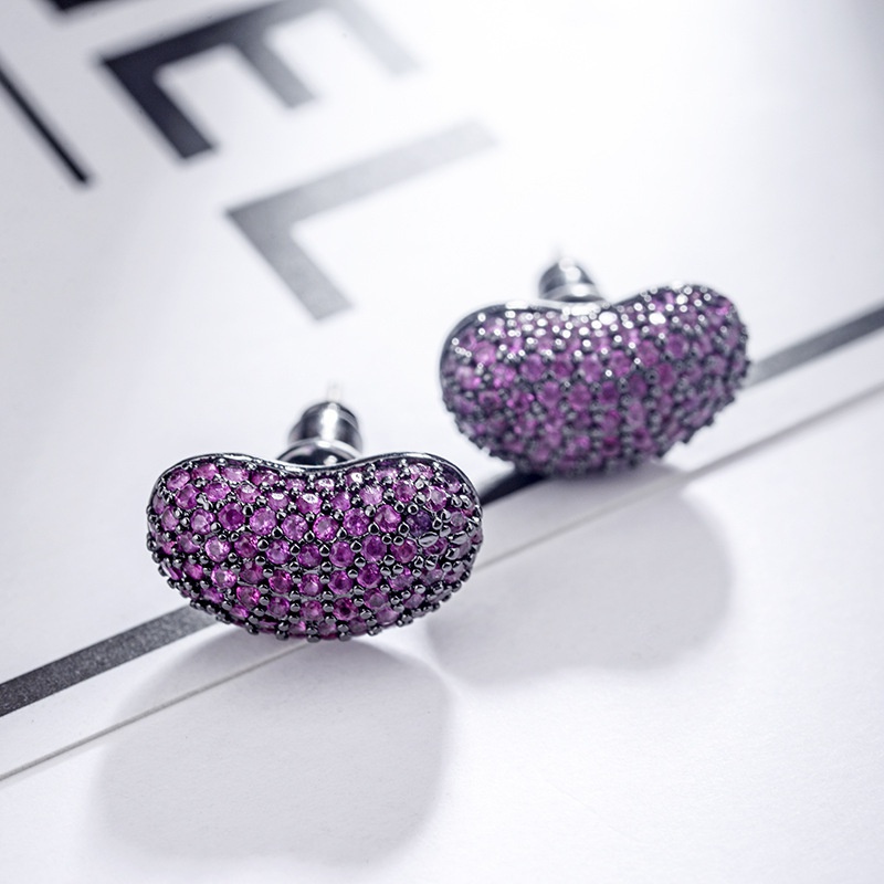 Korean style personalized microinlaid zircon jelly bean earrings