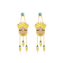 personality mysterious Indian tassel imitation sapphire mask earringspicture12