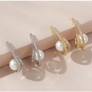 Korean fashion simple pearl microinlaid zircon goldplated earringspicture10