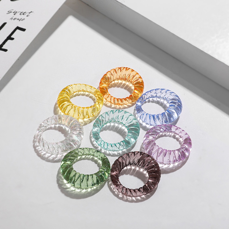 Korean transparent candy color geometric resin ring wholesale