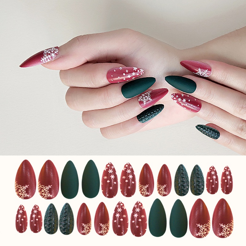 Fashion contrast color 24 pieces of fake nails set