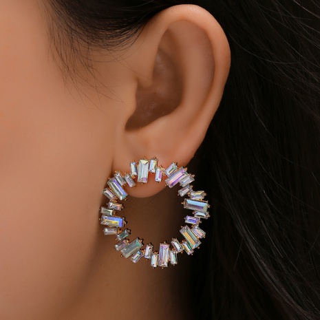 Nihaojewelry jewelry wholesale alloy crystal colorful round earrings's discount tags