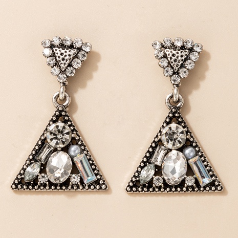 Nihaojewelry jewelry wholesale retro alloy rhinestone geometric earrings's discount tags