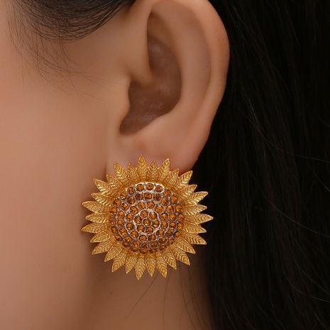 Nihaojewelry jewelry wholesale fashion sunflower diamond earrings's discount tags