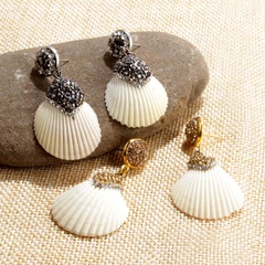retro natural shell diamond earrings wholesale