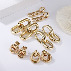 metal chain golden geometric twisted multi-layer earrings
