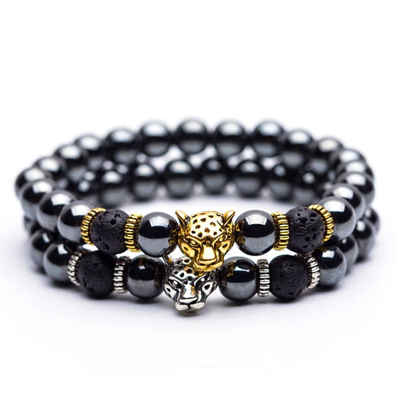 fashion natural frosted leopard head diamond elastic bracelets wholesale