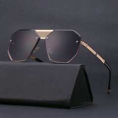retro men's frameless trim square sunglasses