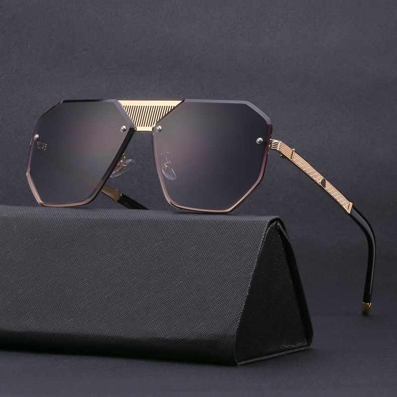 retro mens frameless trim square sunglasses