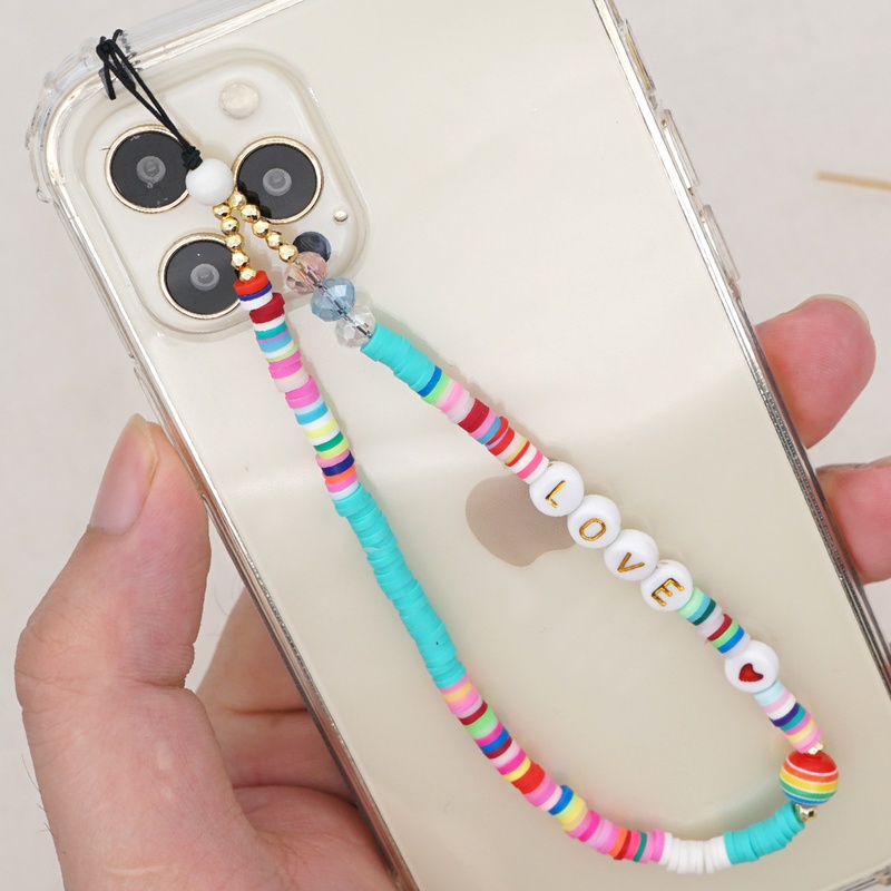 Bohemian colored letter beaded antilost mobile phone chain
