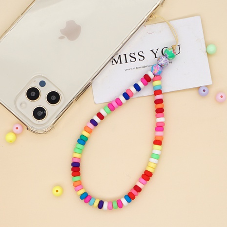 Bohemian rainbow mixed color flower beads mobile phone lanyard's discount tags