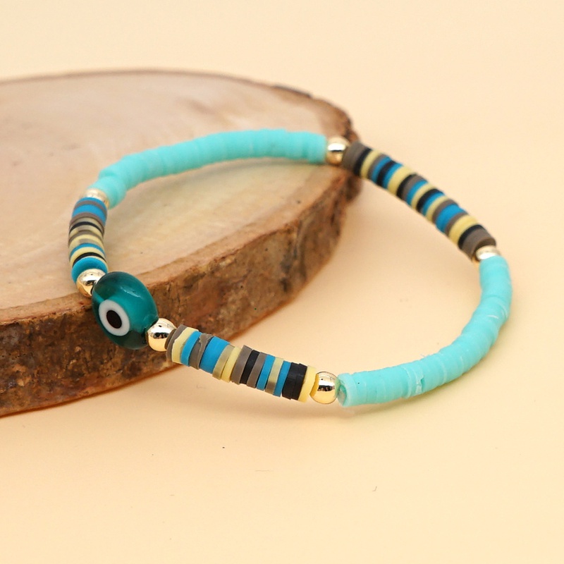 bohemian style colored soft clay glass devils eye bead bracelet