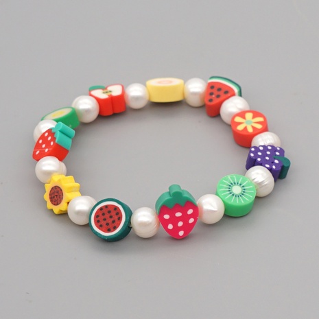 Bohemian Style Pearl Color Face Fruit Soft Pottery Bracelet's discount tags