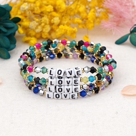 Petit bracelet en perles de cristal de couleur de style bohème's discount tags