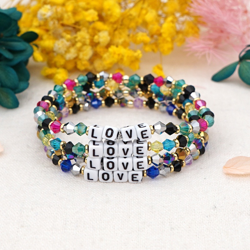 Bohemian style color crystal letter beaded small bracelet