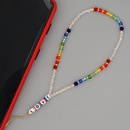 Cadena de telfono mvil de cristal de arco iris corto con letra de AMOR de acrlico antiperdida de modapicture9