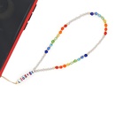 Cadena de telfono mvil de cristal de arco iris corto con letra de AMOR de acrlico antiperdida de modapicture13