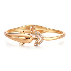 simple style creative diamond-set dolphin element alloy open spring magnetic buckle bracelet