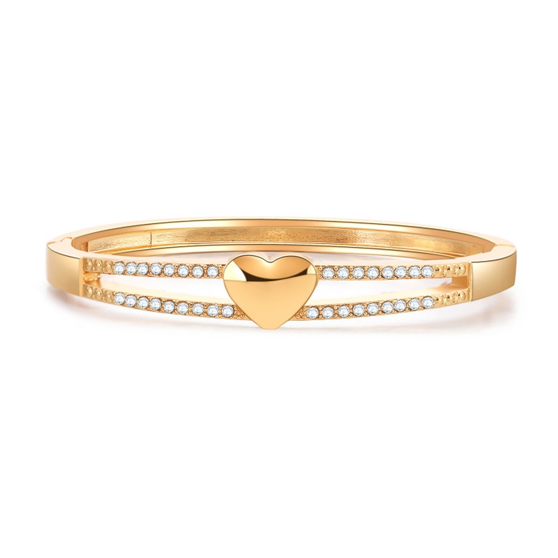 simple alloy metal heart diamond hollow magnetic buckle bracelet