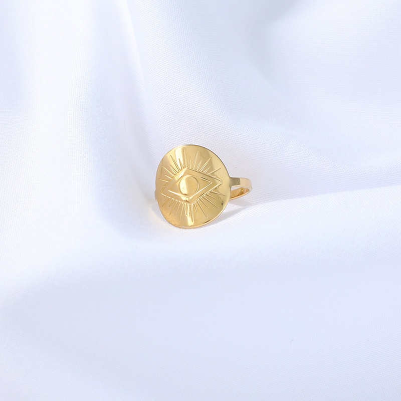 fashion Devils eye open adjustable golden stainless steel ring