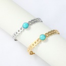 fashion hollow turquoise inlaid stainless steel goldplated open braceletpicture6