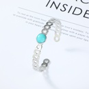 fashion hollow turquoise inlaid stainless steel goldplated open braceletpicture7
