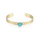 fashion hollow turquoise inlaid stainless steel goldplated open braceletpicture9