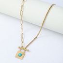 retro fashion stitching OT buckle turquoise gold necklacepicture6